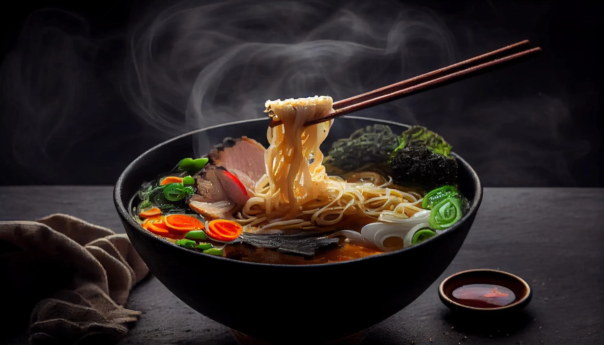 gourmet-meal-with-chopsticks-steaming-bowl-generative-ai_188544-12686